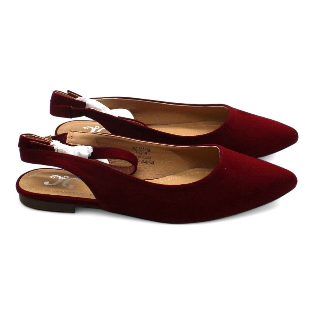 Journee Collection Womens Preea Ankle Strap Flat - Comfort in Wine Microsuede